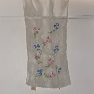 Floral Embroidered Sheer Scarf